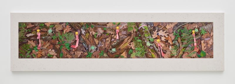 'Ground Panorama, Gravel Track,' 2019, Gouache and site material on panel, 36 x 132 inches