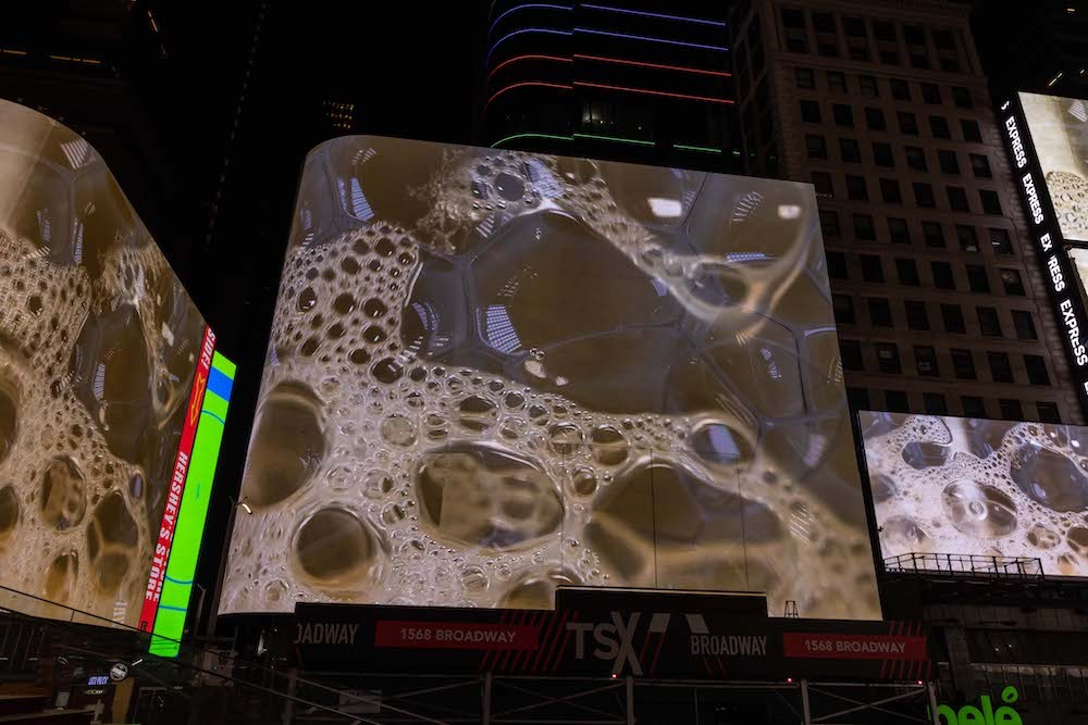 Ilana Harris-Babou '16, 'Liquid Gold,' (2023). Photography by Michael Hull, courtesy of Times Square Arts.