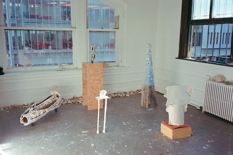 Sculptures in a studio