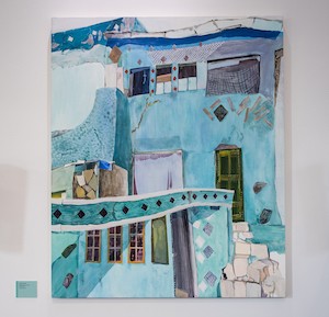 Lizzie Zelter '22, 'Chugging along,' (68 x 56," oil on canvas, 2022) painting by Lizzie Zelter