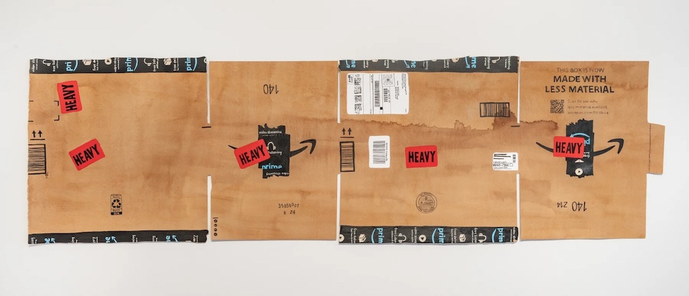 Artwork that looks like a flat Amazon prime box. 