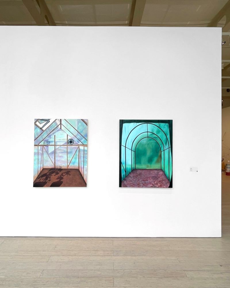 Kelsey Shwetz, 'Doric Order' and 'Blue Greenhouse', 2020 two paintings on exhibit