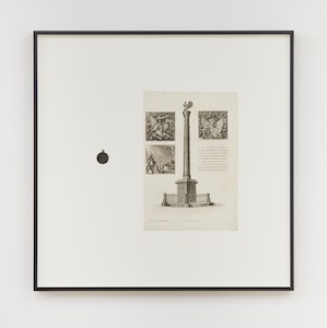 Sophie Kovel '22, 'A Long Duration of Losses (Baba Merzoug) IV,'  (Medal commemorating the 1880 Distribution of Flags at the Place de Bastille and nineteenthcentury engraving of the Baba Merzoug. The same year, France seized the skulls of twentyfour Algerian resistance fighters as “war trophies,” decapitated during resistance to French occupation, and kept them in the Musée de l’Homme, including those of resistance leaders Chérif Boubaghla, Cheikh Bouzian, Si-Moussa Al-Derqawi, and Mokhtar Al Titraoui. In J