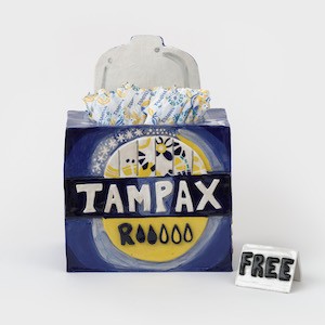 Susan Chen '20, 'Free Tampax (Community), (12.5 x 8.5 x 18 in, ceramics installation, 2024). Photo by JSP Art Photography. Courtesy the artist and Rachel Uffner Gallery