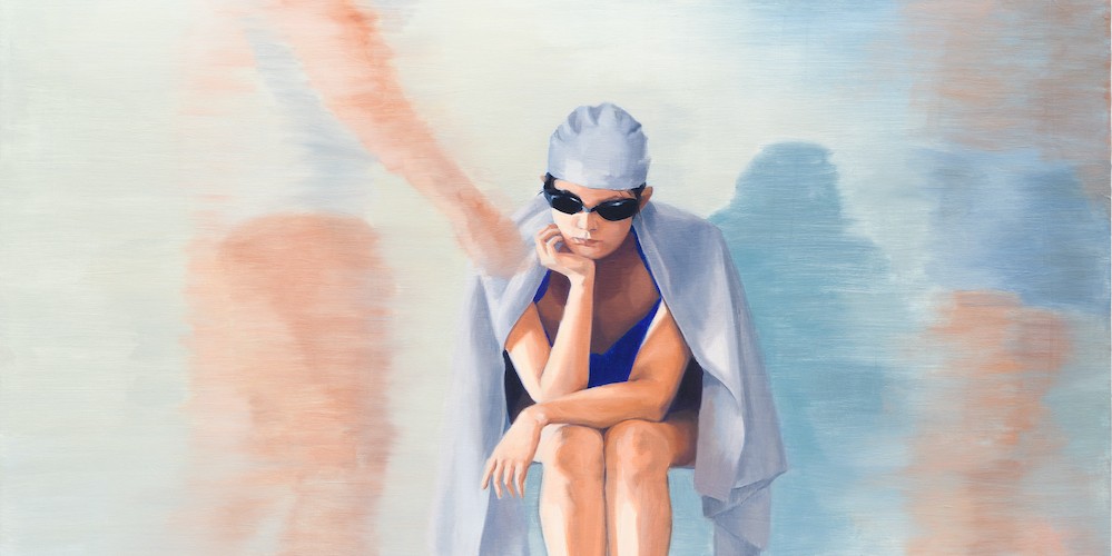 Yuri Yuan '21, 'Swim Class' (detail; 48" x 60," oil on canvas, 2021). Image credit: Carter Seddon. Image courtesy of Yuri Yuan and Make Room Gallery.