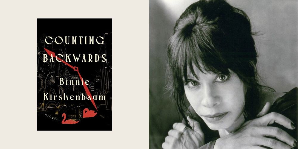 "Counting Backwards" book cover next to black and white headshot of author. 