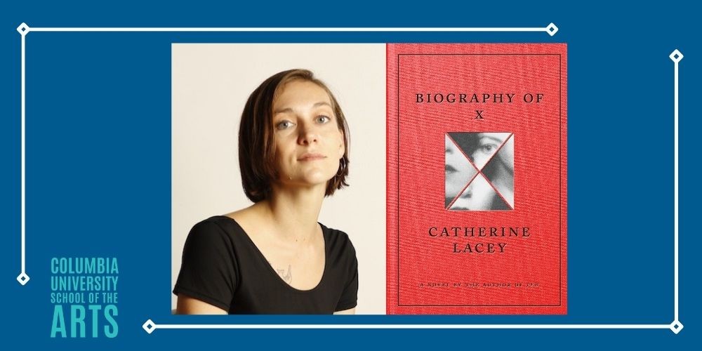 Catherine Lacey headshot; 'Biography of X' cover