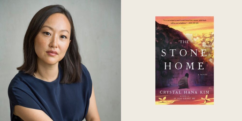 Headshot of author Crystal Hana Kim next to book cover. 