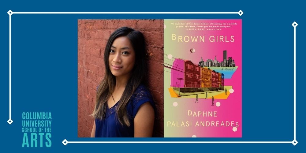 Daphne Palasi Andreades headshot; 'Brown Girls' cover