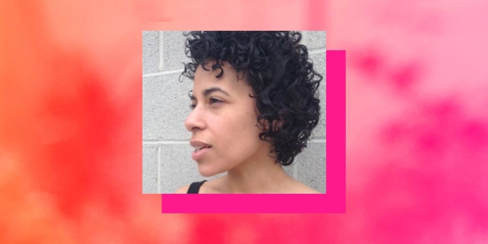 Writing Alumna Jackie Thomas-Kennedy '06 headshot on pink background