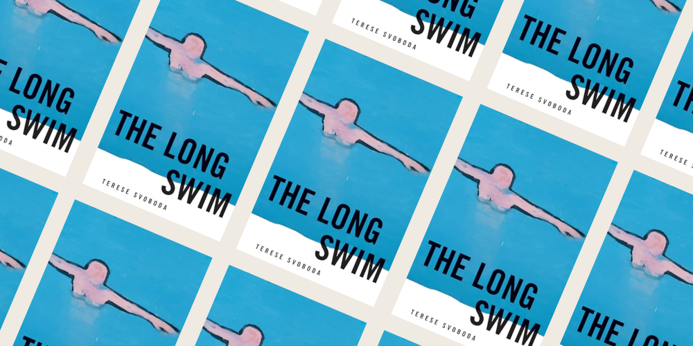 collage of book cover "the long swim"