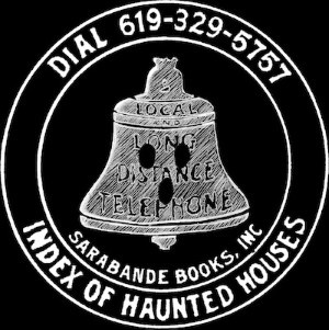 Image of a bell with a ghost face and a phone number.