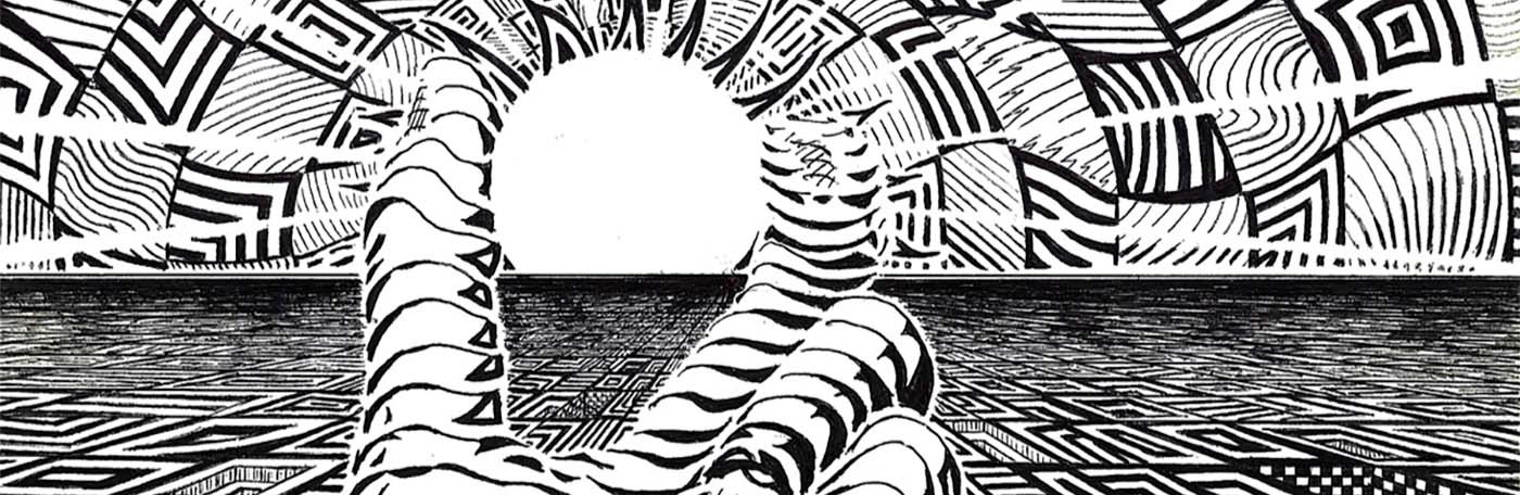 Untitled by Kellen Stuhlmiller drawing of hand holding sun on the horizon
