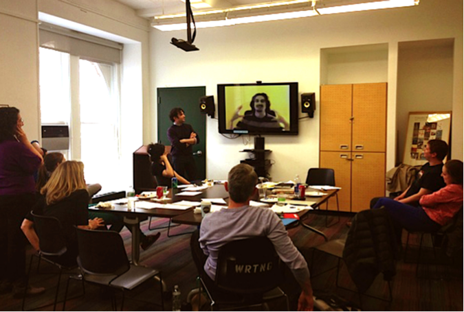 Students studying sign language