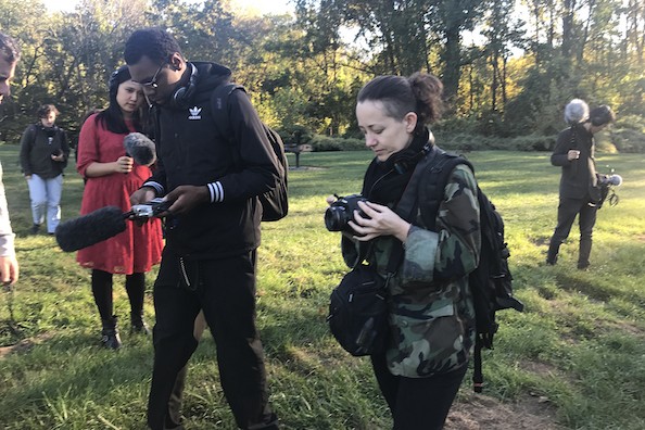 Outdoor field recording at Watchung Reservation Sound Art Field Trip