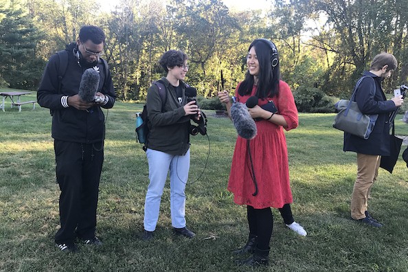 Outdoor field recording at Watchung Reservation Sound Art Field Trip