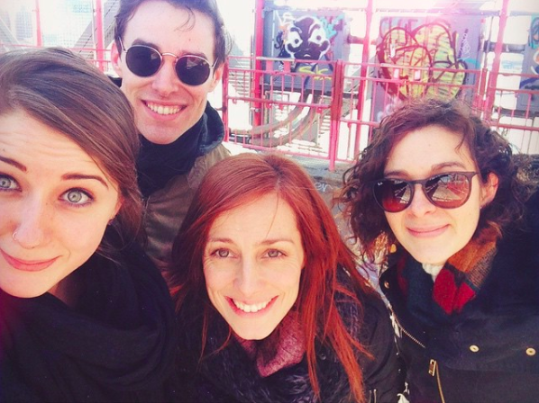 Word for Word students Marta Carnicero and Aina Baraldés (right) from Barcelona visit their partners Alicia Maria Meier and Scott Shanahan (left) in New York, Spring 2015 Students in Catalan