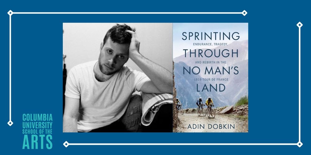 Headshot of Adin Dobkin; Cover of Sprinting Through No Man's Land