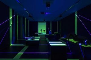 'Presence,' by Daan Roosegaarde dark blue room