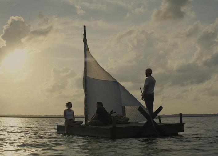 Still from 'The Peanut Butter Falcon,' image courtesy of SXSW Film Festival People on a dock turned into a sail boat