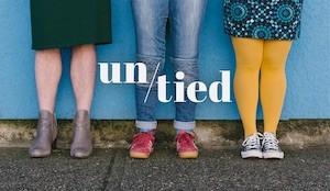 'Un/Tied Shoes,' by Evie Ruddy and Tracey Lebedovich Movie poster with different legs and colored shoes
