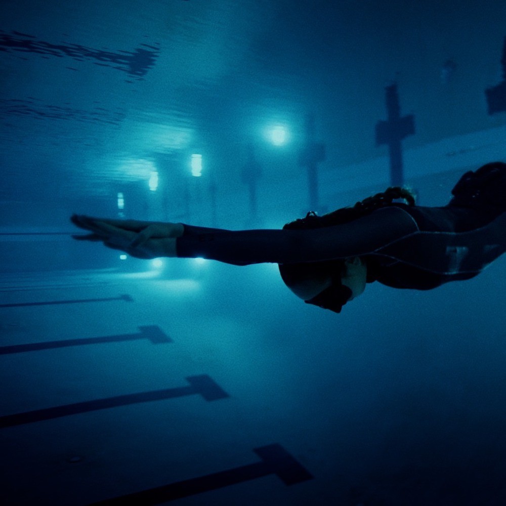 A diver in a pool