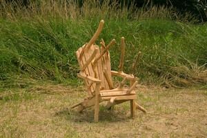 'The Jones and other borrowed ideas,' sculpted fallen hemlock, by Hugh Hayden '18, image courtesy of the artist artwork outdoors