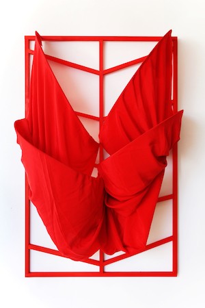 Red fabric based art 